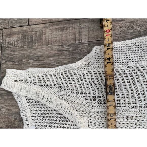 CAbi #694 Women's White Open Knit Sheer Mesh Hi Low Pullover Tank Top Size M - Picture 7 of 7